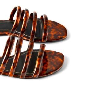 Zara Tortoise Tube Strap Flat Sandals-Size 38/7.5
